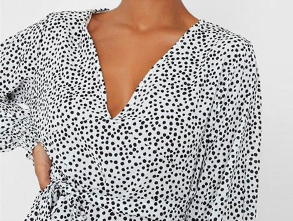 Polka Dot Print Puff Sleeve Skater Dress/ I Saw It First